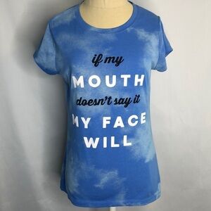 Wound Up Woman Short Sleeve Tied Dyed Blue     T-Shirt Size L